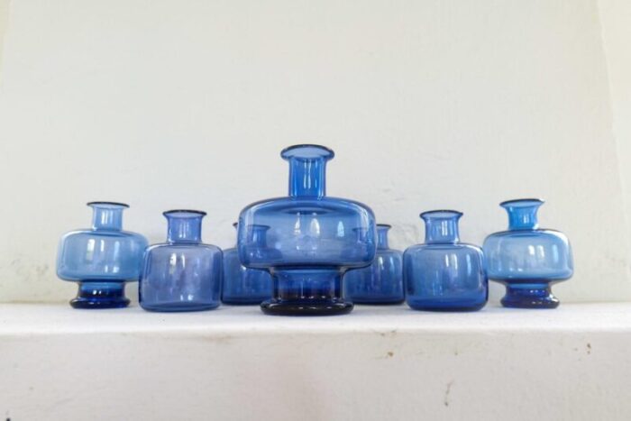 mid century vases by per lutken for holmegaard denmark set of 7 6