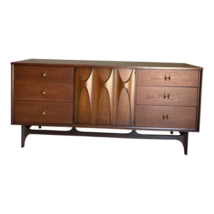 mid century walnut broyhill brasilia lowboy dresser 5283