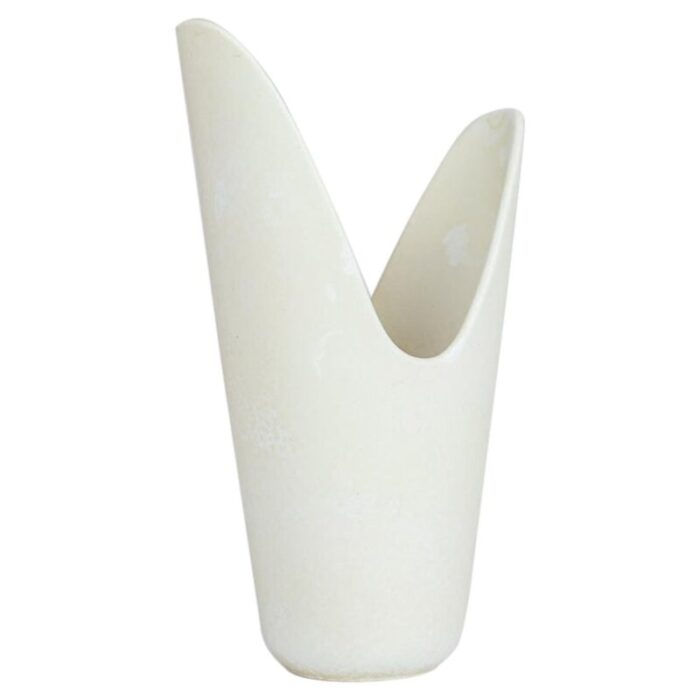 mid century white pike mouth vase by gunnar nylund for roerstrand sweden 1