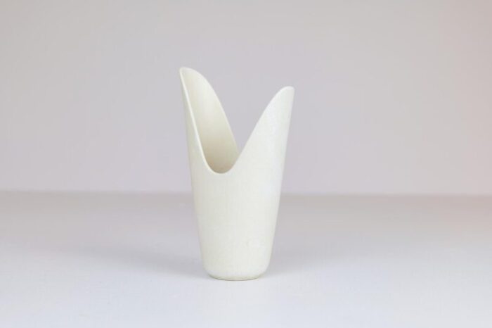 mid century white pike mouth vase by gunnar nylund for roerstrand sweden 4