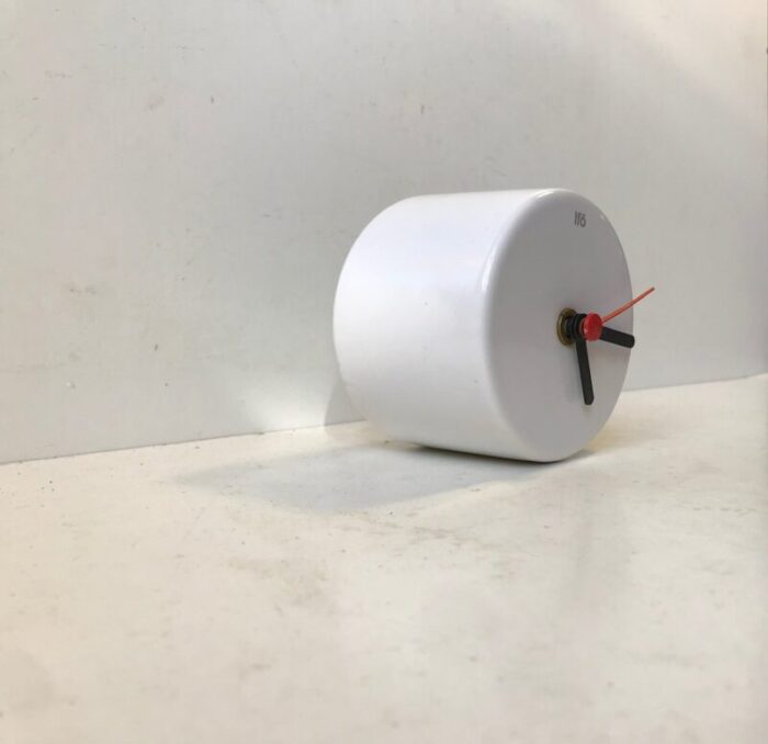 minimalist white porcelain wall clock from ifoe 1990s 3