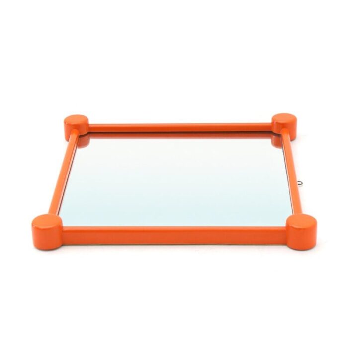 mirror with orange painted wooden frame 1960s 5