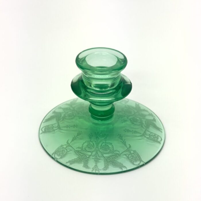 mixed green glass candle holder curation group of 5 2274