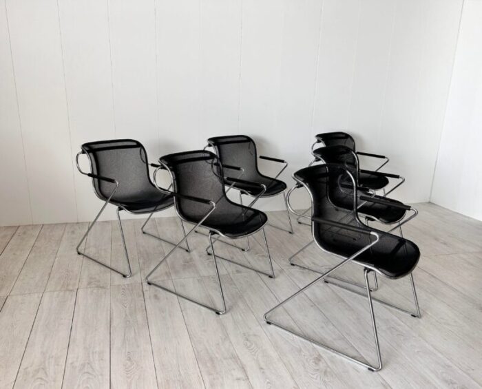 mod penelope chairs by charles pollock for castelli 1982 set of 6 6891