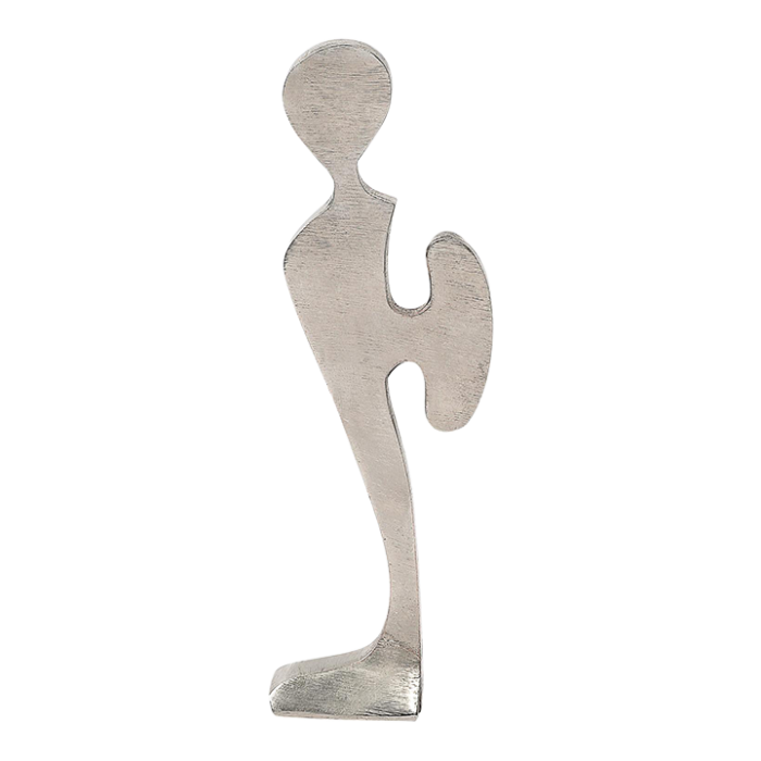 modernist abstract figural sculpture in brushed pewter manner of willi gutmann 0325