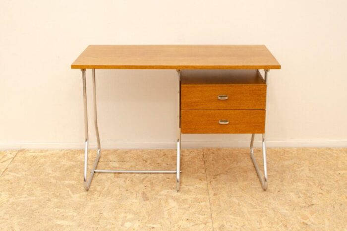 modernist czechoslovak chrome and wood writing desk europe 1950s 3690