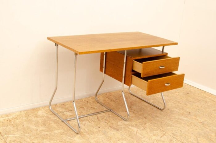 modernist czechoslovak chrome and wood writing desk europe 1950s 6704