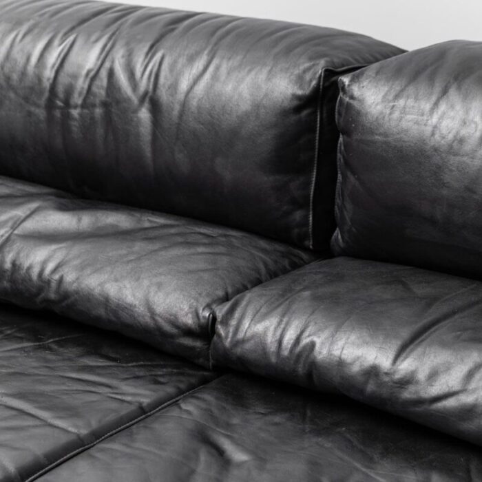 modular sofa in black leather from cinova 1970s set of 2 0093