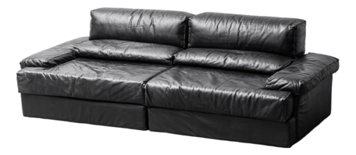 modular sofa in black leather from cinova 1970s set of 2 0372