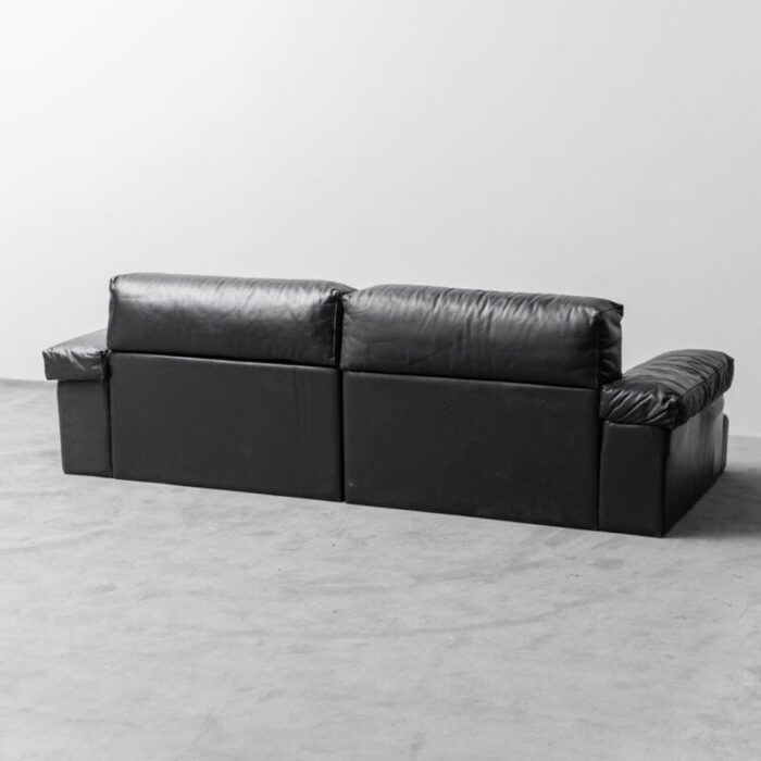 modular sofa in black leather from cinova 1970s set of 2 5504