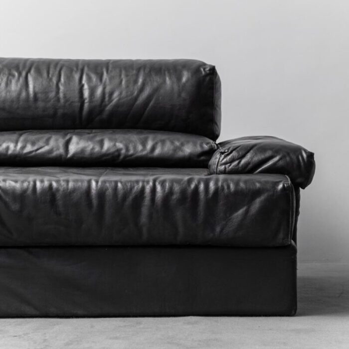 modular sofa in black leather from cinova 1970s set of 2 5933