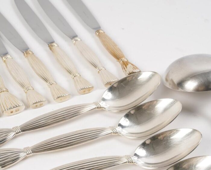 moisson cutlery set in silver plated metal from hermes 1950s set of 96 1675