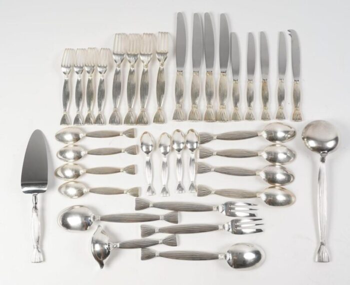 moisson cutlery set in silver plated metal from hermes 1950s set of 96 5435