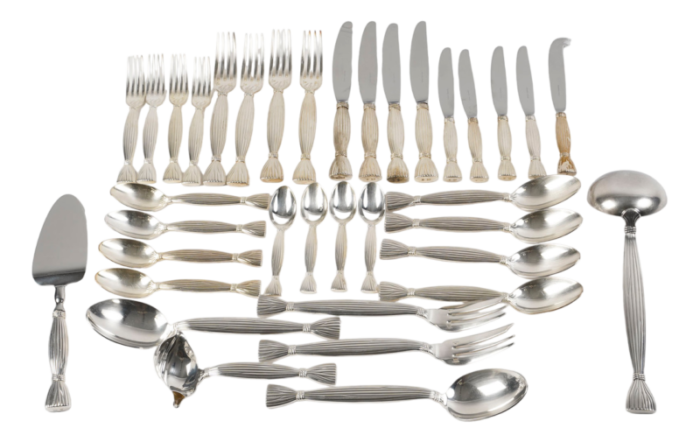 moisson cutlery set in silver plated metal from hermes 1950s set of 96 5448