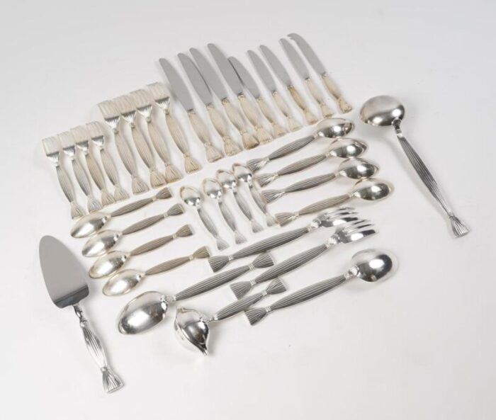 moisson cutlery set in silver plated metal from hermes 1950s set of 96 8562