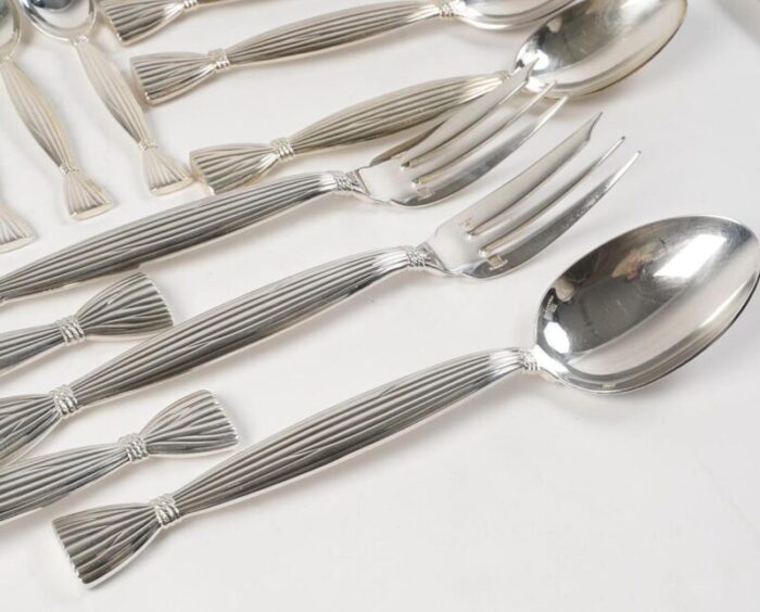 moisson cutlery set in silver plated metal from hermes 1950s set of 96 9241