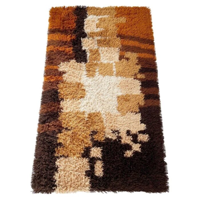 multi color high pile rya rug from desso the netherlands 1970s 1