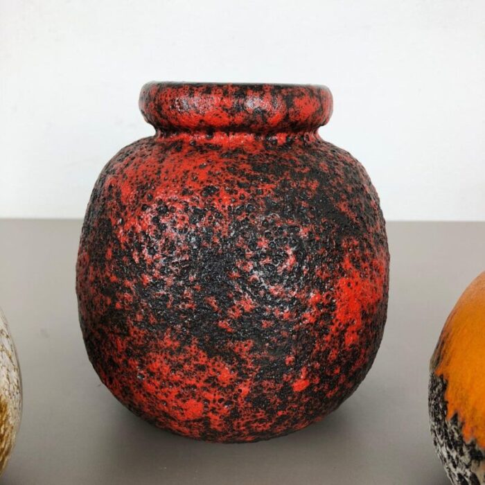 multi colored fat lava ceramic vases from scheurich germany 1970s set of 3 10