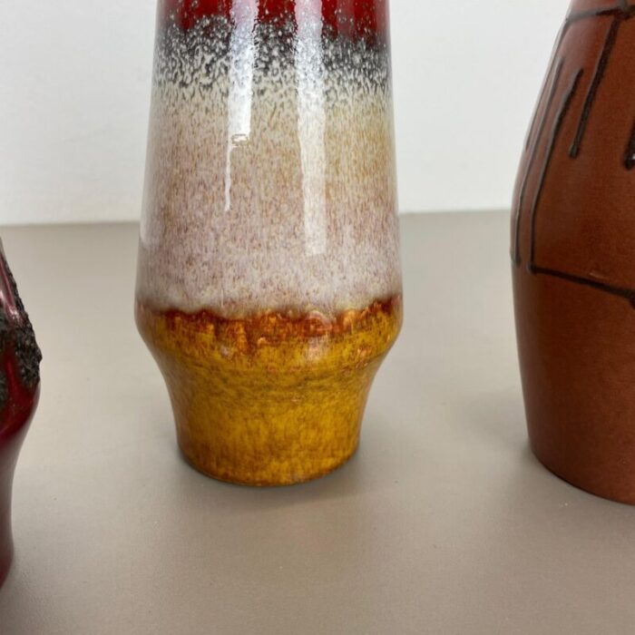 multicolor fat lava pottery vases from scheurich germany set of 4 12