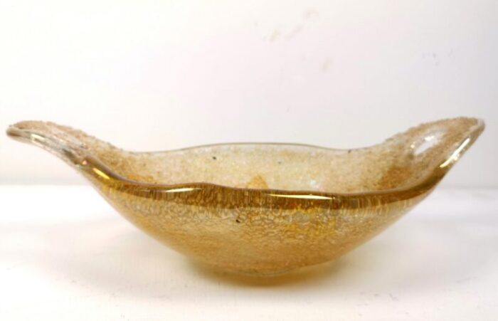 murano glass gold flake catch all bowl 1970s 1