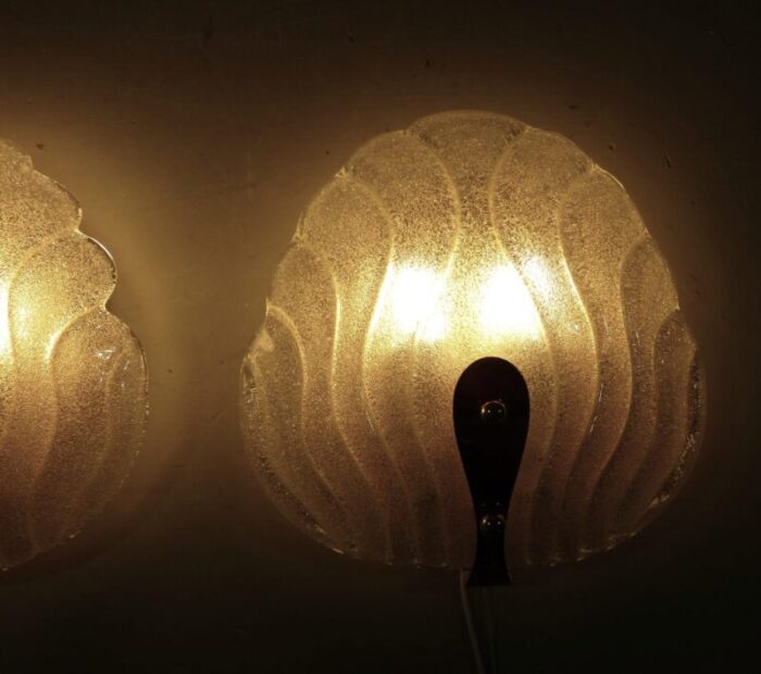 murano glass wall lamps by hillebrand 1960s set of 2 0731