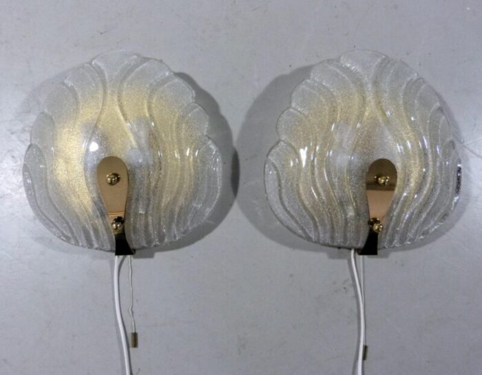 murano glass wall lamps by hillebrand 1960s set of 2 7636