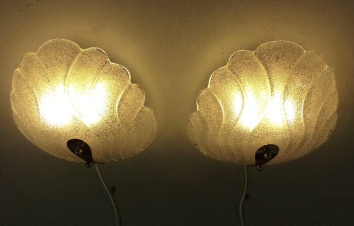 murano glass wall lamps by hillebrand 1960s set of 2 8275