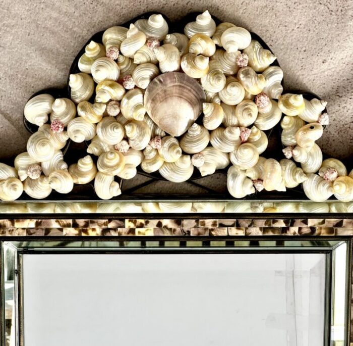 natural shell framed rectangular mirror 7285