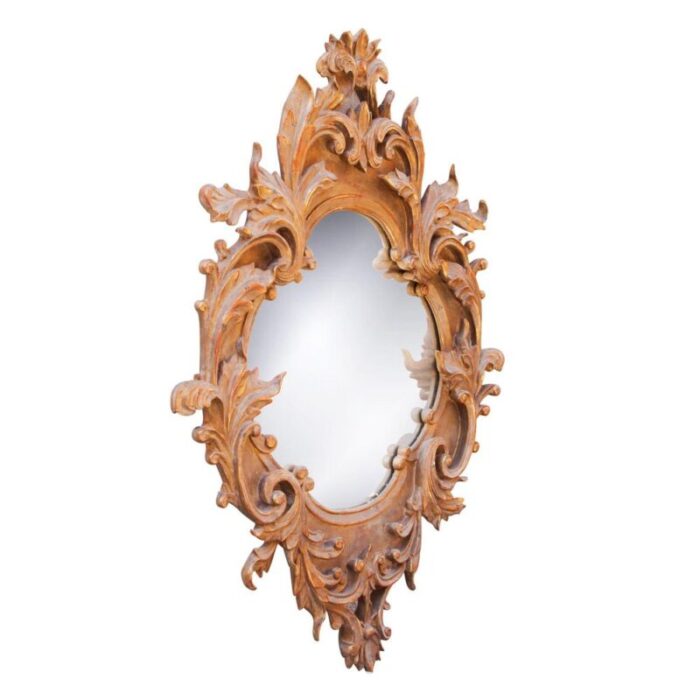 neoclassical style gold leaf hand carved wood mirror with acanthus leaf decoration 1970s 2