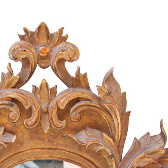 neoclassical style gold leaf hand carved wood mirror with acanthus leaf decoration 1970s 3