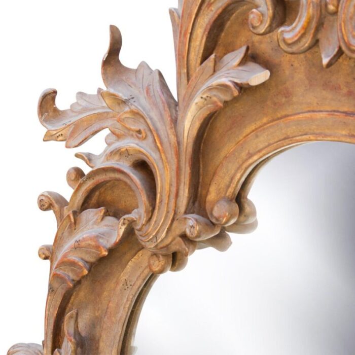 neoclassical style gold leaf hand carved wood mirror with acanthus leaf decoration 1970s 4