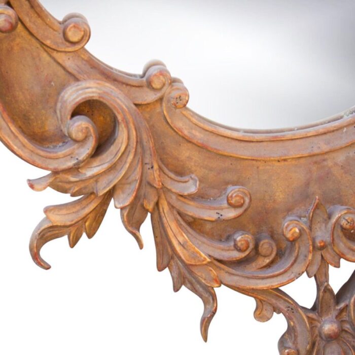 neoclassical style gold leaf hand carved wood mirror with acanthus leaf decoration 1970s 5