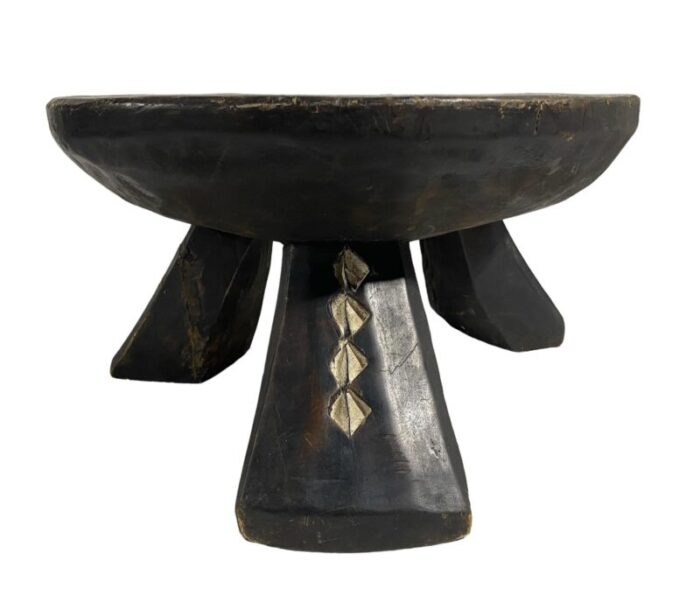 old african baule low stool with carved pattern 95 h by 17 w 4219