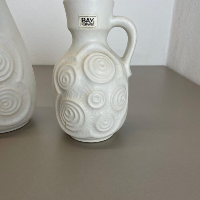 op art german red white fat lava pottery vases from bay ceramics set of 4 12