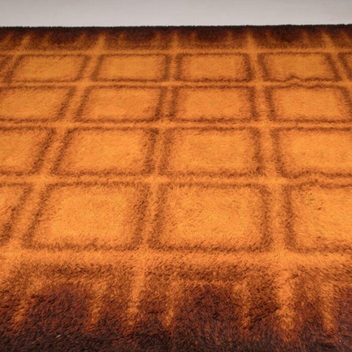 orange brown geometric shag pile rug 1970s 6