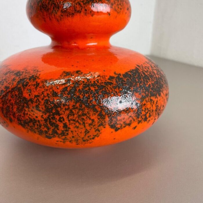 orange pottery fat lava vases from spara ceramic germany 1970s set of 2 12