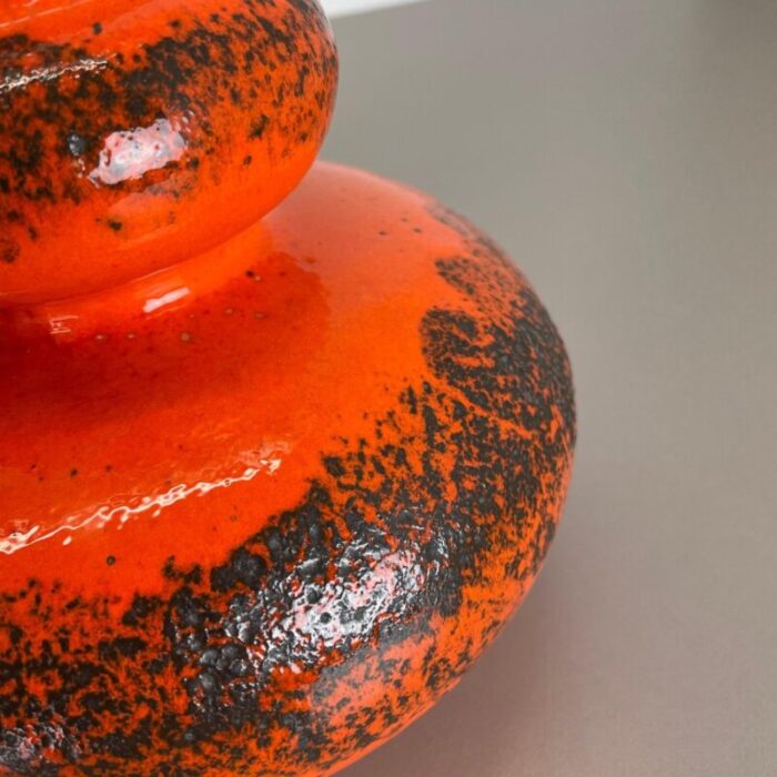 orange pottery fat lava vases from spara ceramic germany 1970s set of 2 13