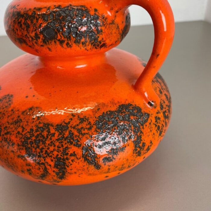 orange pottery fat lava vases from spara ceramic germany 1970s set of 2 14