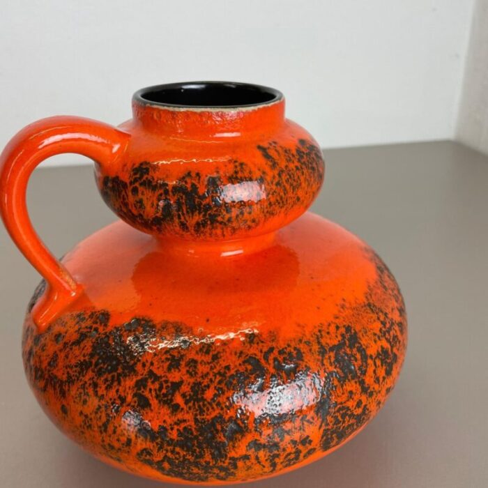 orange pottery fat lava vases from spara ceramic germany 1970s set of 2 16