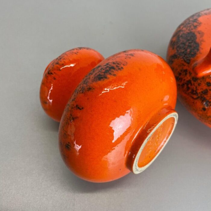 orange pottery fat lava vases from spara ceramic germany 1970s set of 2 17