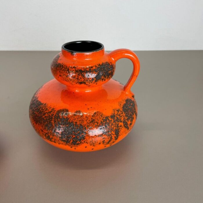 orange pottery fat lava vases from spara ceramic germany 1970s set of 2 6