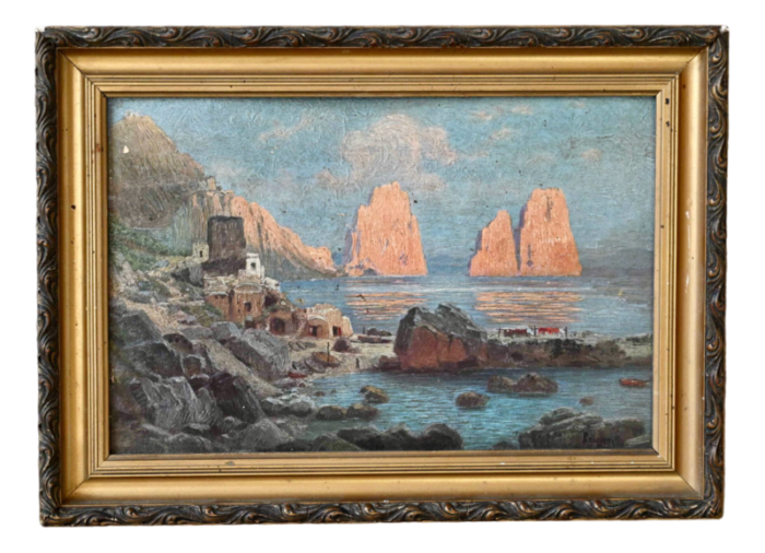 oriental landscape 1920s painting framed 0208