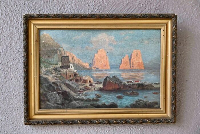 oriental landscape 1920s painting framed 8485