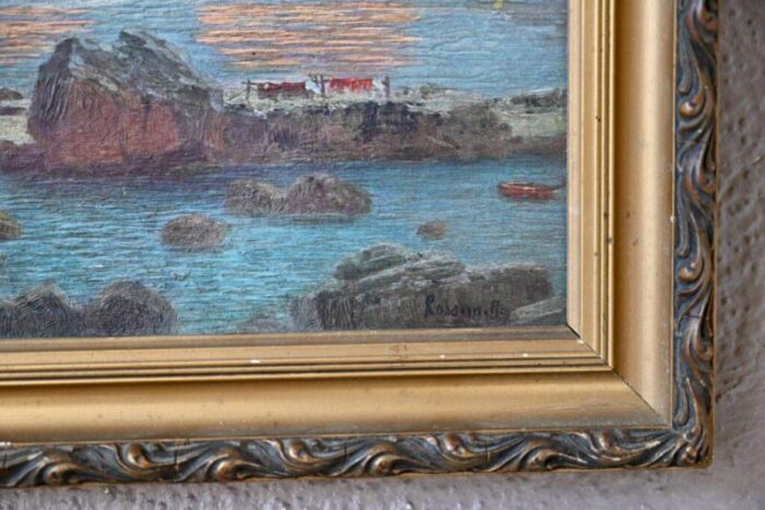 oriental landscape 1920s painting framed 9072