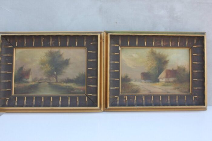 original framed signed landscape oil paintings set of 2 2