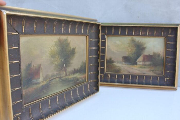 original framed signed landscape oil paintings set of 2 3