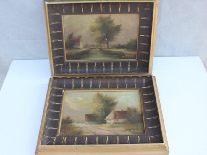 original framed signed landscape oil paintings set of 2 5