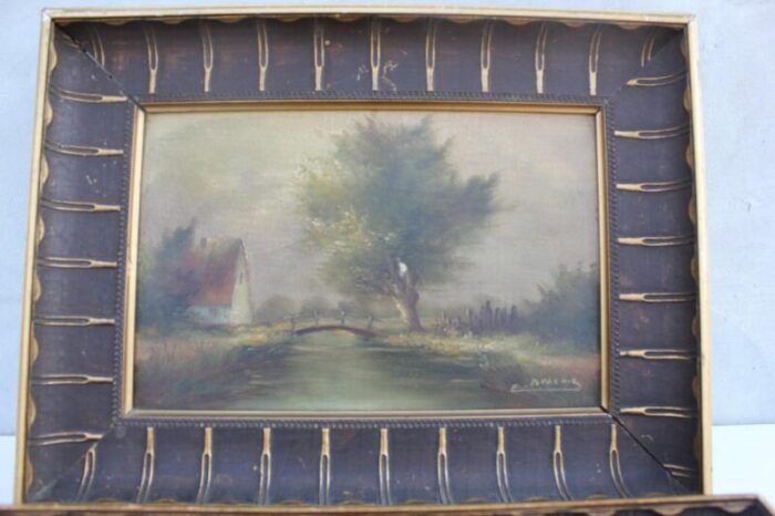 original framed signed landscape oil paintings set of 2 6