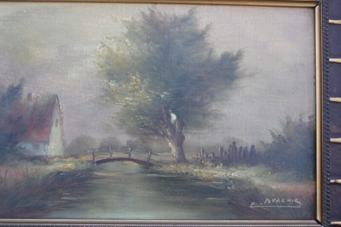 original framed signed landscape oil paintings set of 2 7