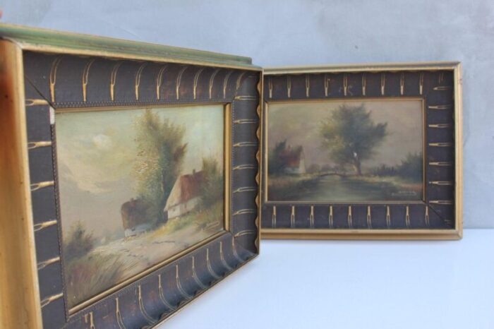 original framed signed landscape oil paintings set of 2 9